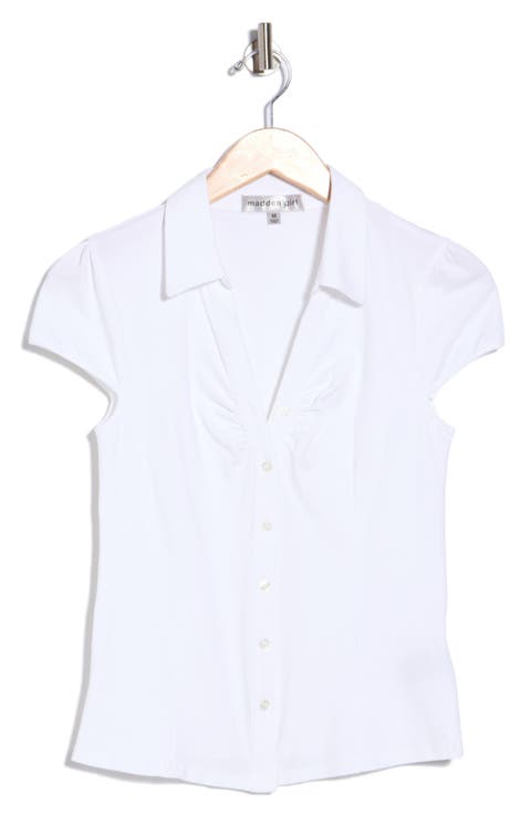 Ruched Cap Sleeve Shirt