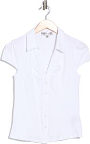 Madden Girl Ruched Cap Sleeve Shirt