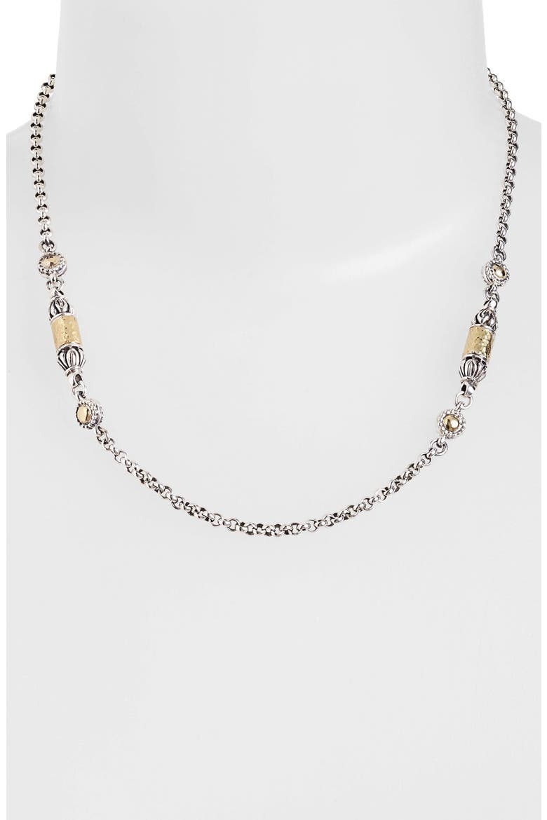 'Classics' Two-Tone Hammered Station Necklace, Alternate, color, SILVER/ GOLD