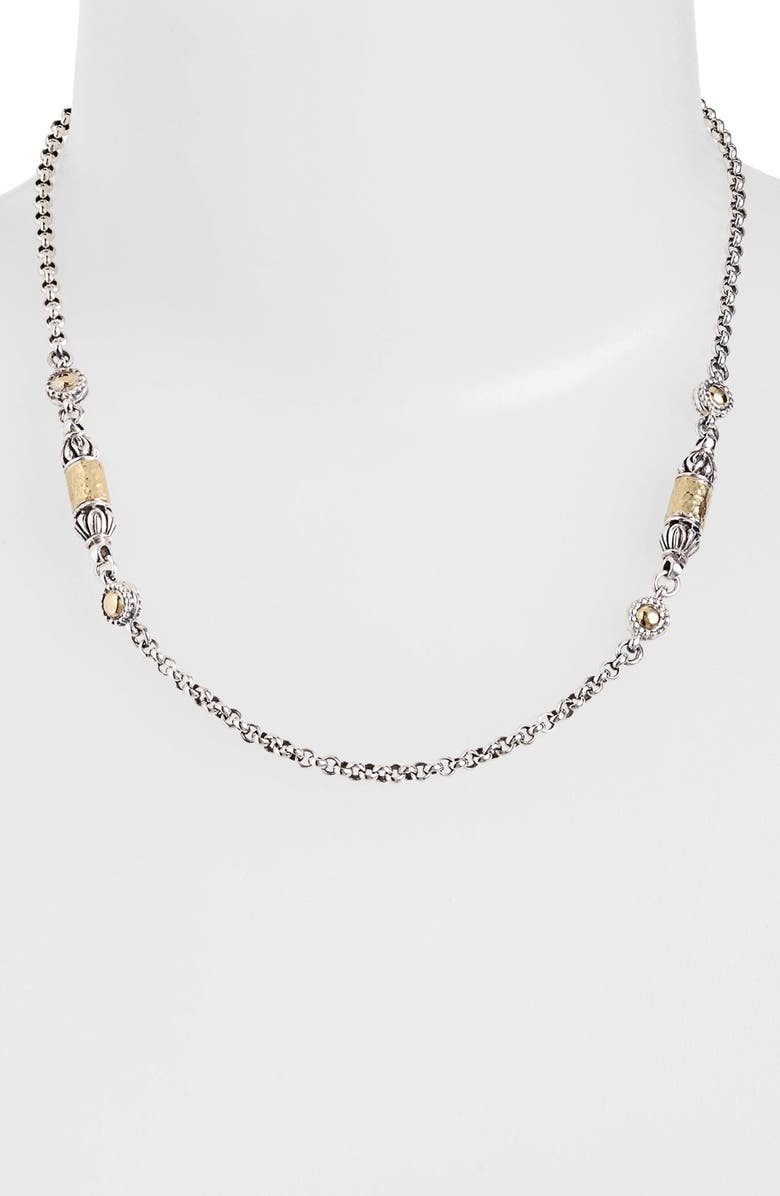 Konstantino 'Classics' Two-Tone Hammered Station Necklace, Alternate, color,