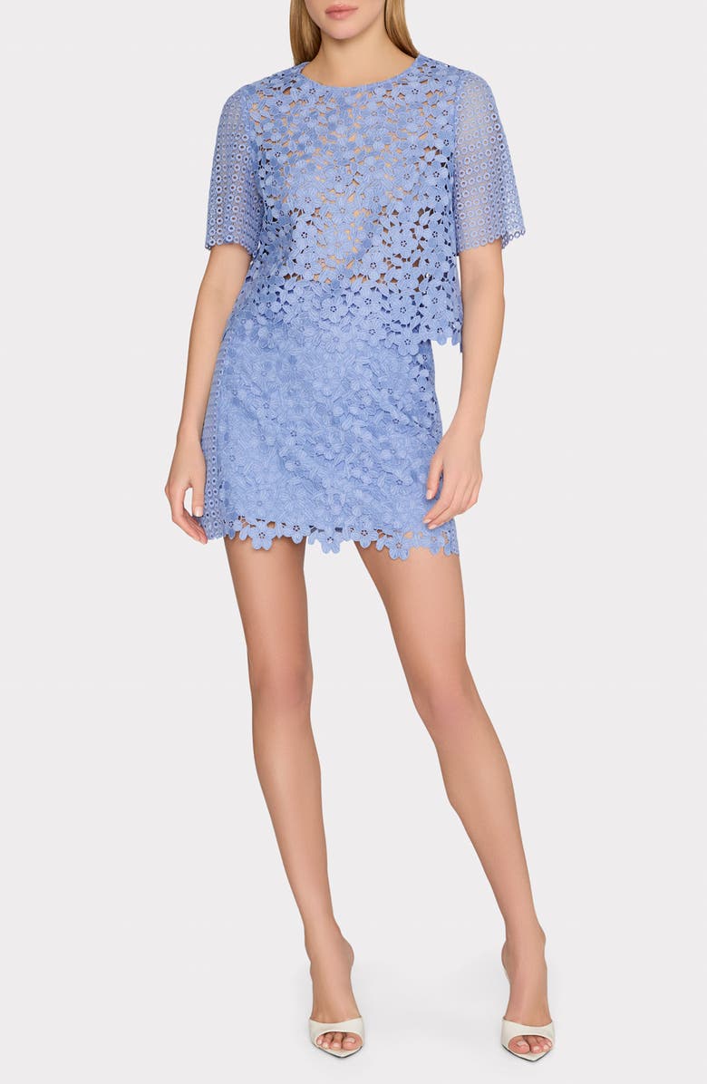 Milly Floral Geo Combo Short Sleeve Lace Top, Main, color, 