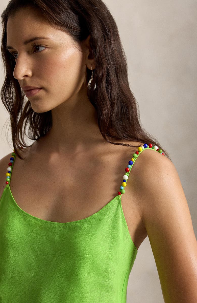 Polo Ralph Lauren Bead Detail Linen Slipdress, Alternate, color, Riviera Green