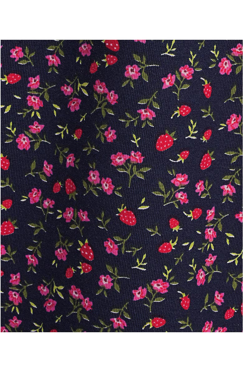 Lands' End Plus Size Knit 2 Piece Pajama Set - Short Sleeve Top and Shorts, Alternate, color, Deep Sea Floral Strawberries