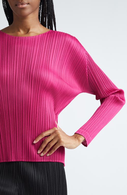 Shop Issey Miyake Pleats Please  Monthly Colors November Pleated Long Sleeve Top In Magenta