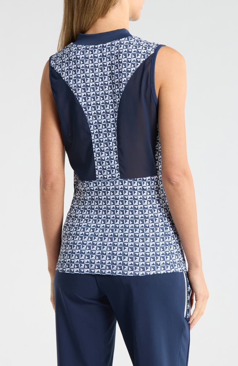 ORIGINAL PENGUIN GOLF Geometric Print Sleeveless Golf Knit Polo, Alternate, color, Black Iris