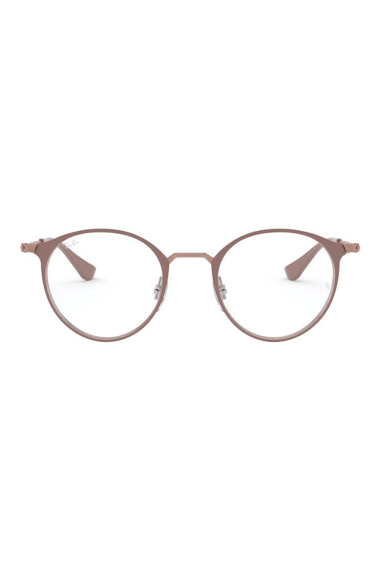 Unisex 47mm Round Optical Glasses, Main, color, GOLD BROWN