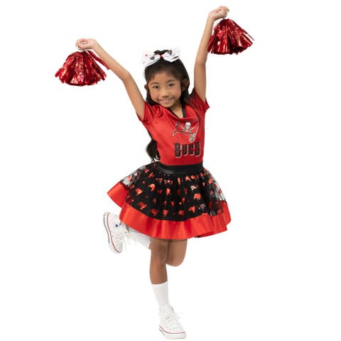 Girls Youth Red Tampa Bay Buccaneers Tutu Tailgate Game Day V-Neck Costume