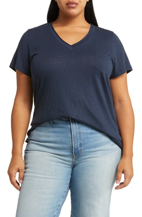 Short Sleeve V-Neck T-Shirt (Plus Size)