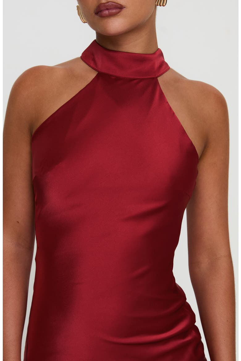 Mordecai Tie Back Satin Maxi Dress, Alternate, color, BURGUNDY