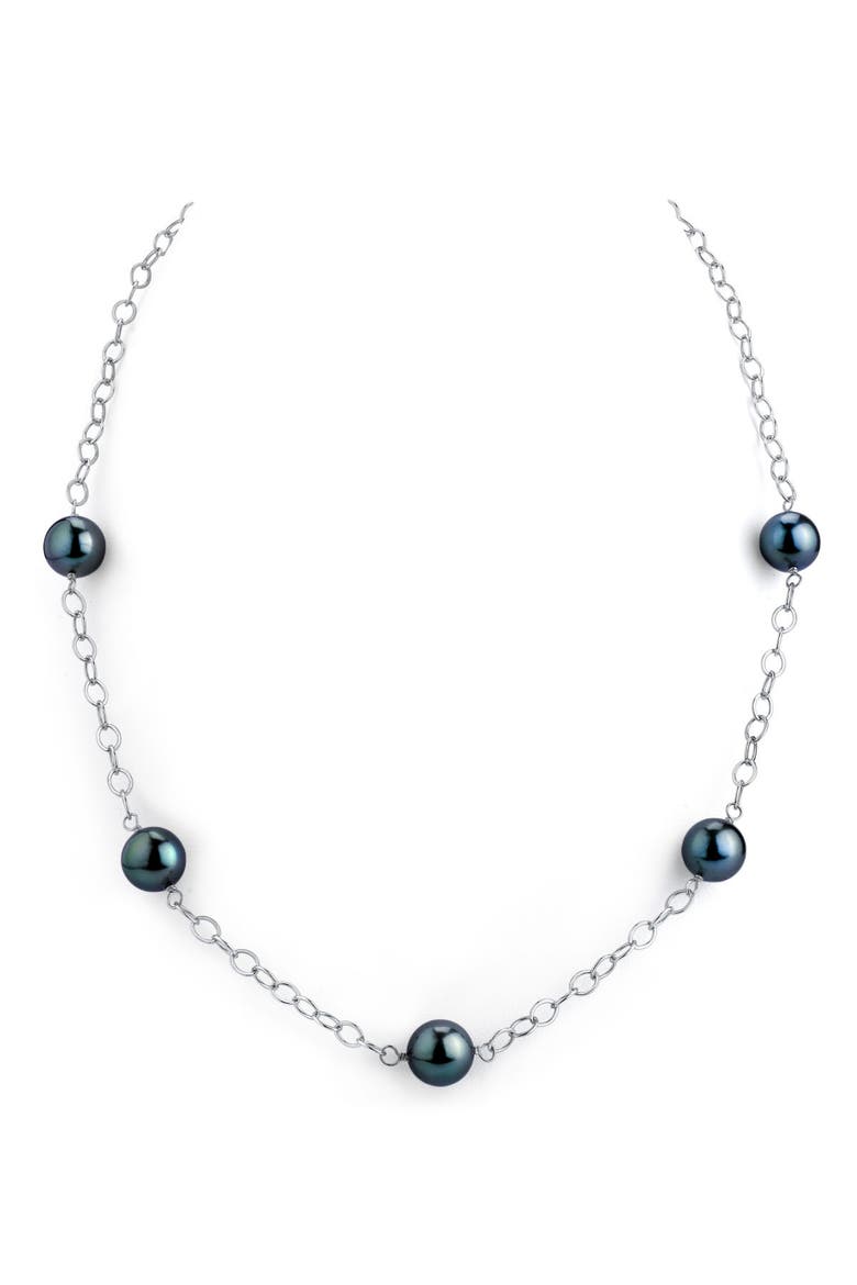 Tahitian South Sea Round Pearl Tincup Necklace, Main, color, White Gold