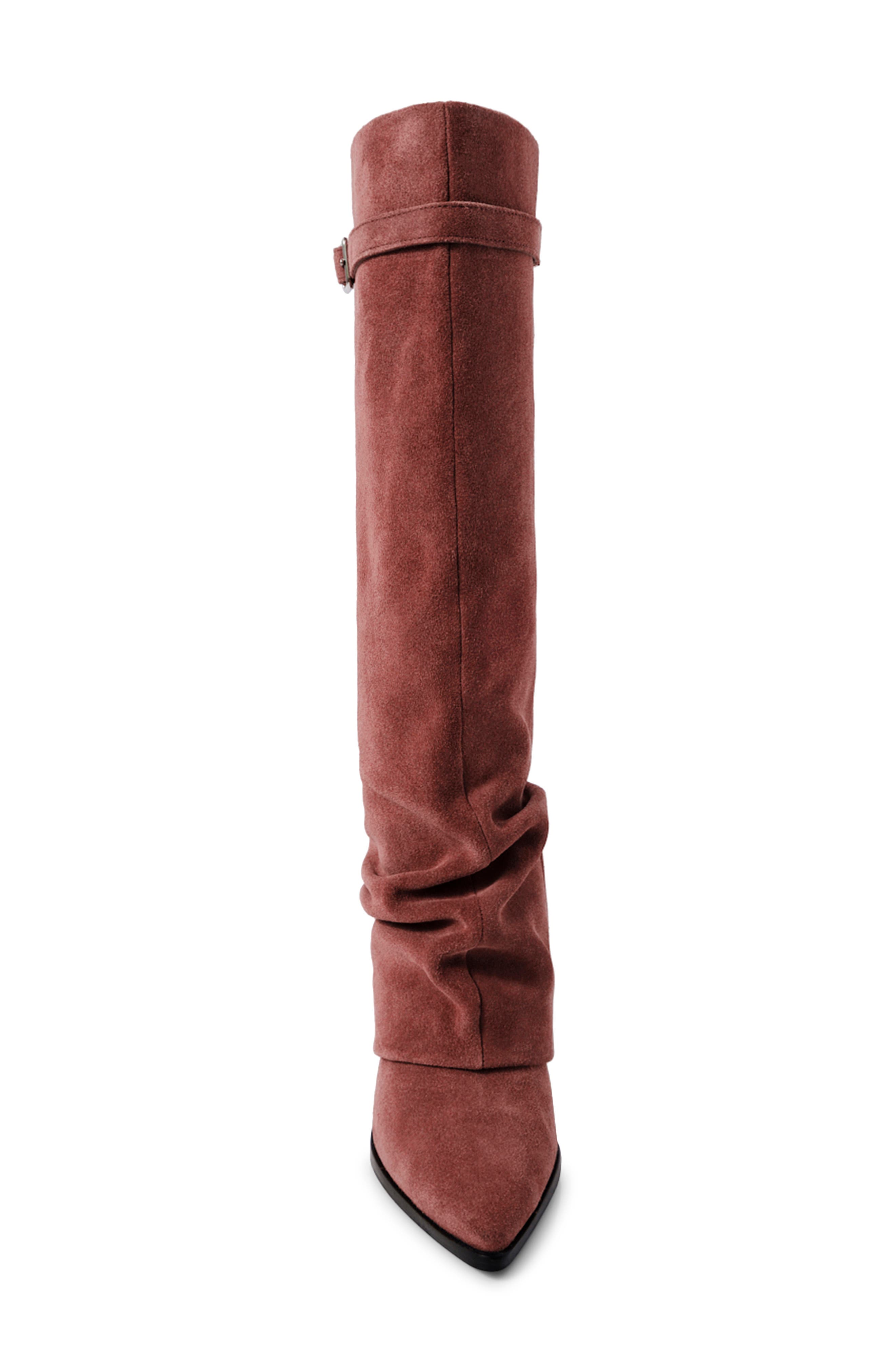 Free People Felicity Foldover Shaft Pointed Toe Knee High Boot, Alternate, color, Mauve Suede