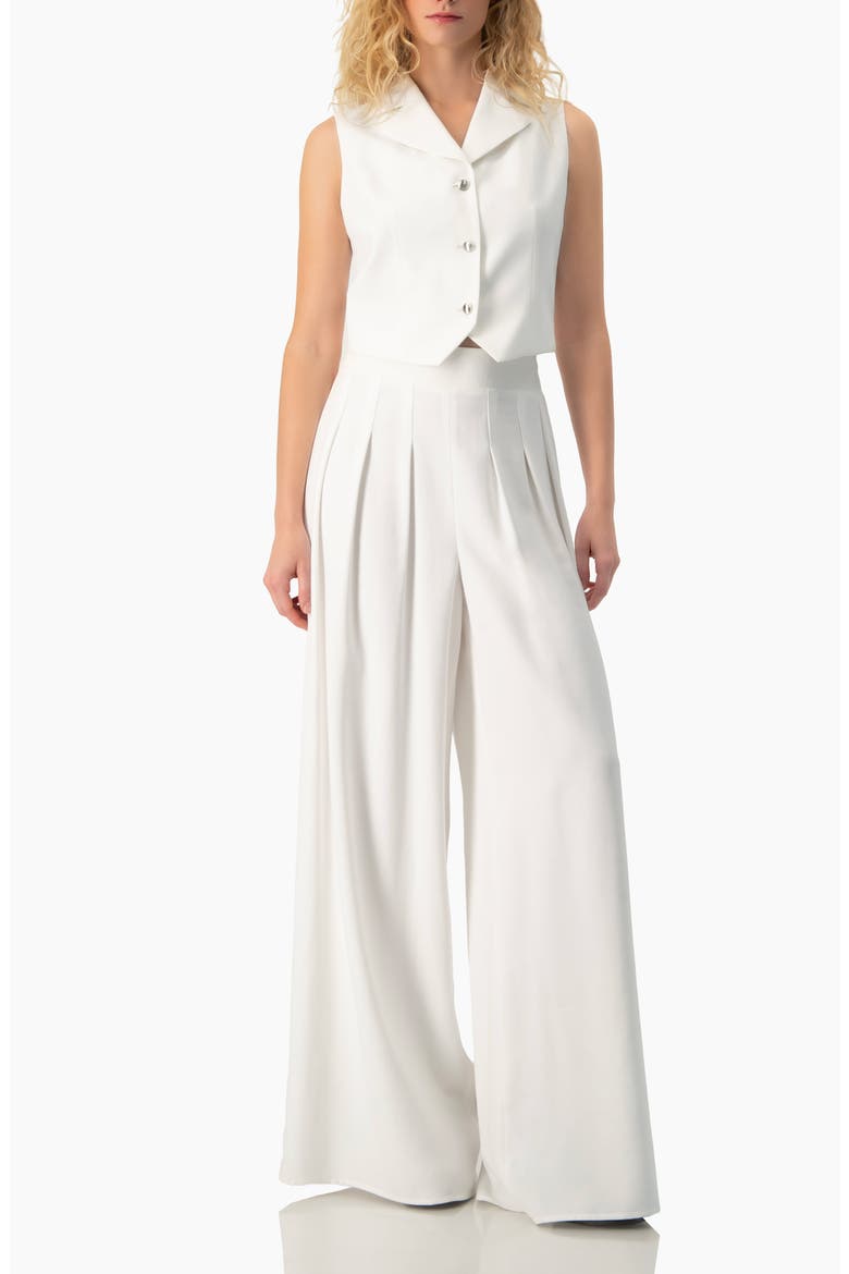 Relaxed High-Rise Wide-Leg Crepe Palazzo Trousers, Alternate, color, White