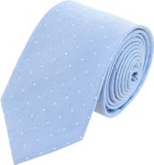 Trafalgar Churchill Chambray Polka Dot Linen Blend Necktie