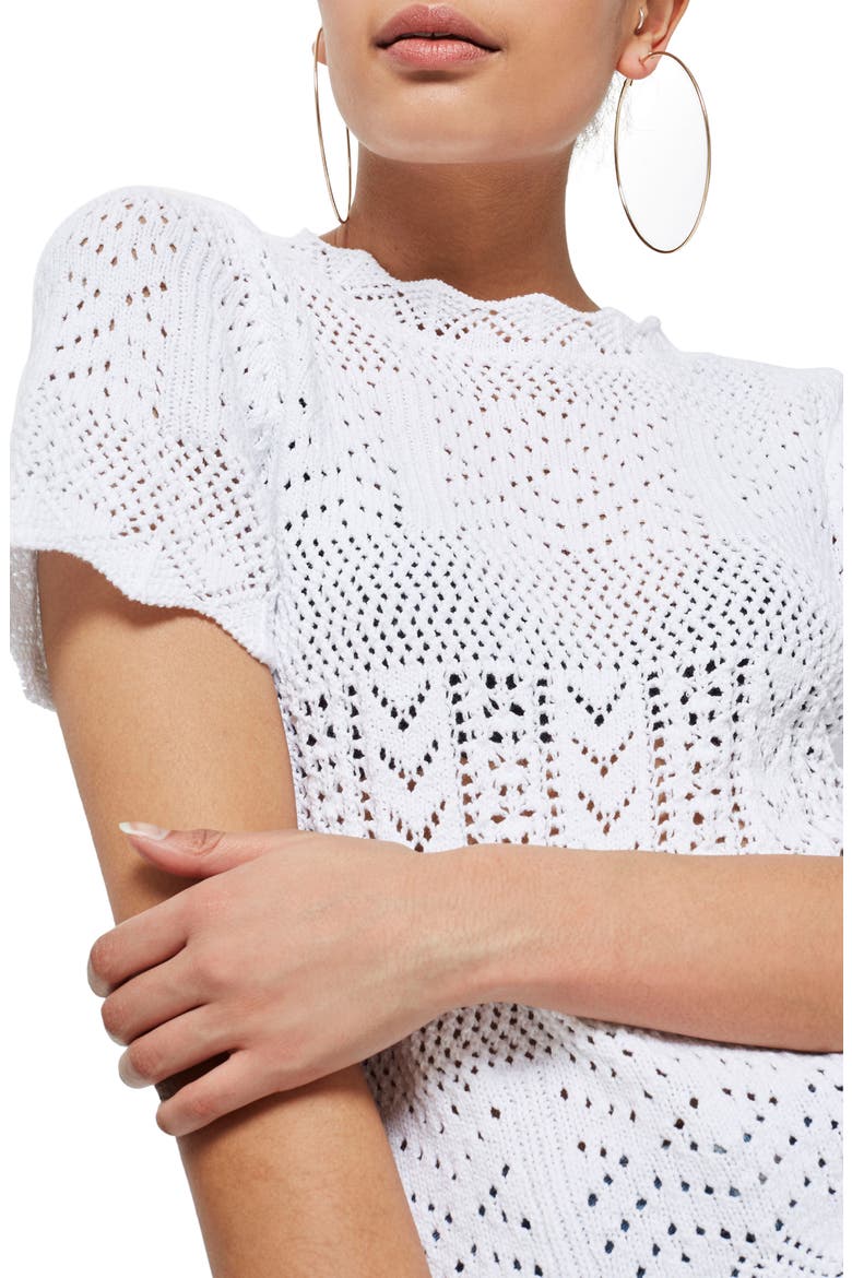 Stitchy Scallop Hem Knit Top, Alternate, color, IVORY