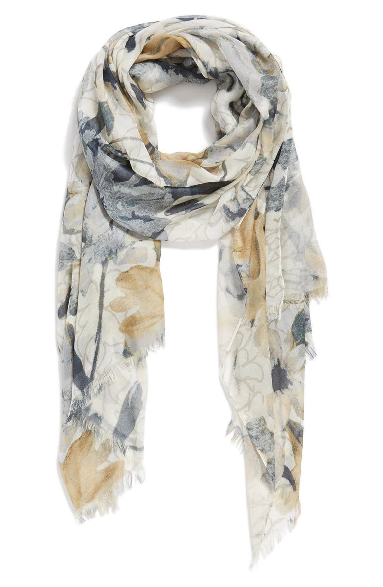 Badgley Mischka Collection Badgley Mischka Floral Print Modal & Silk Scarf, Main, color, 
