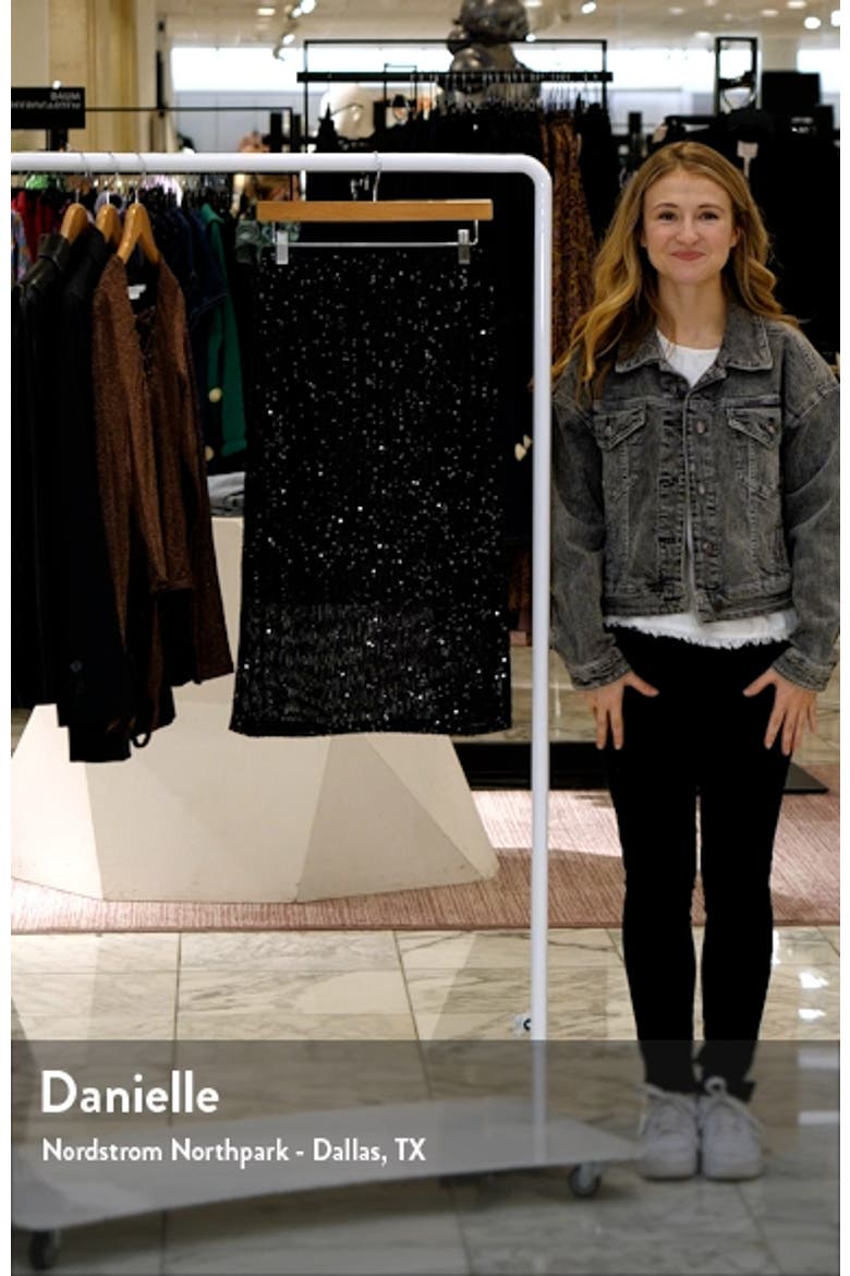 Sequin Slit Hem Midi Skirt video