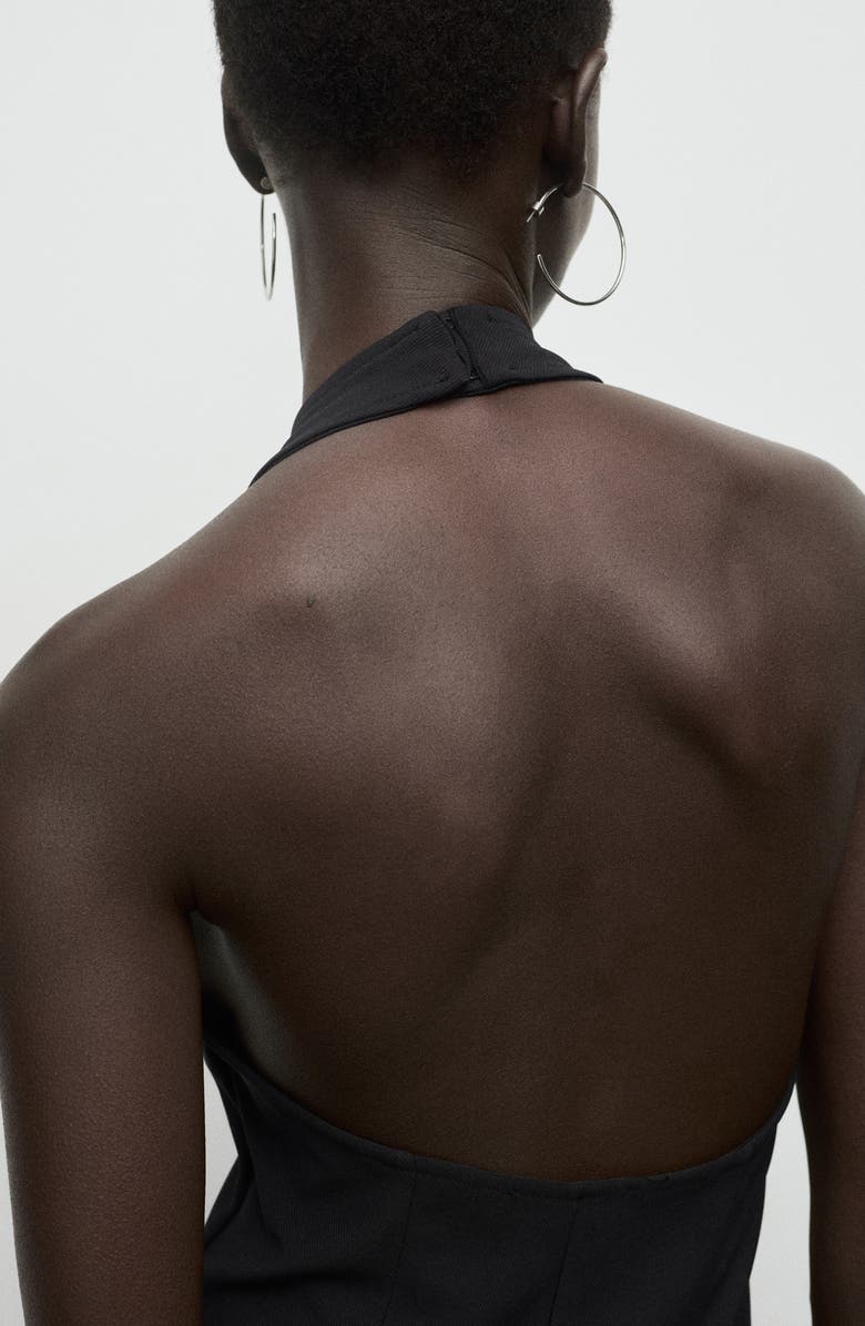 MANGO Pepli Halter Maxi Dress, Alternate, color, Black