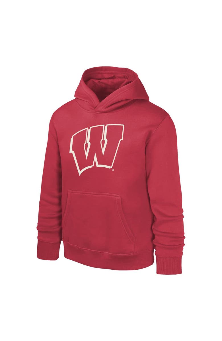 Outerstuff Youth Red Wisconsin Badgers Team Banner Fleece Pullover Hoodie, Alternate, color,