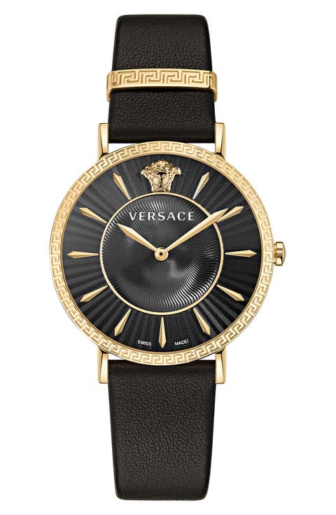 V-Eternal Leather Strap Watch