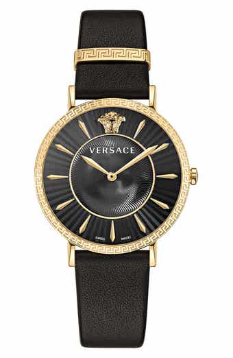 Versace V-Eternal Leather Strap Watch