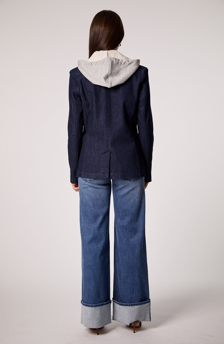 BLUE REVIVAL Hooded Helen Blazer, Alternate, color, Rinse / Grey