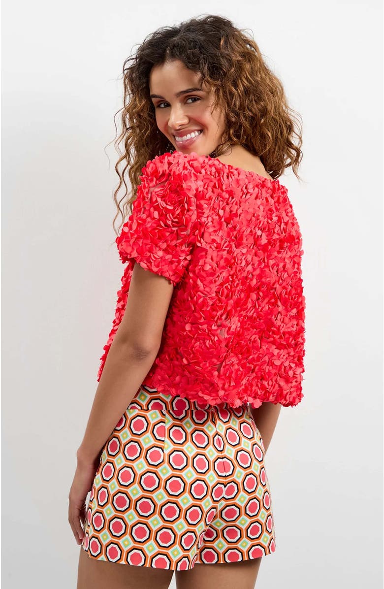 Trina Turk Verdi 3D Floral Top, Alternate, color, Corso Coral