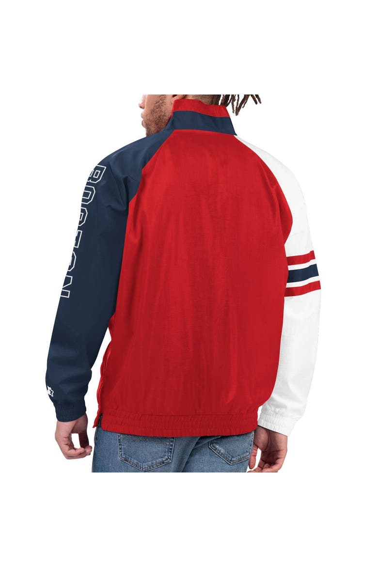 Men's Starter Red/Navy Boston Red Sox Elite Raglan Half-Zip Jacket, Alternate, color, Red