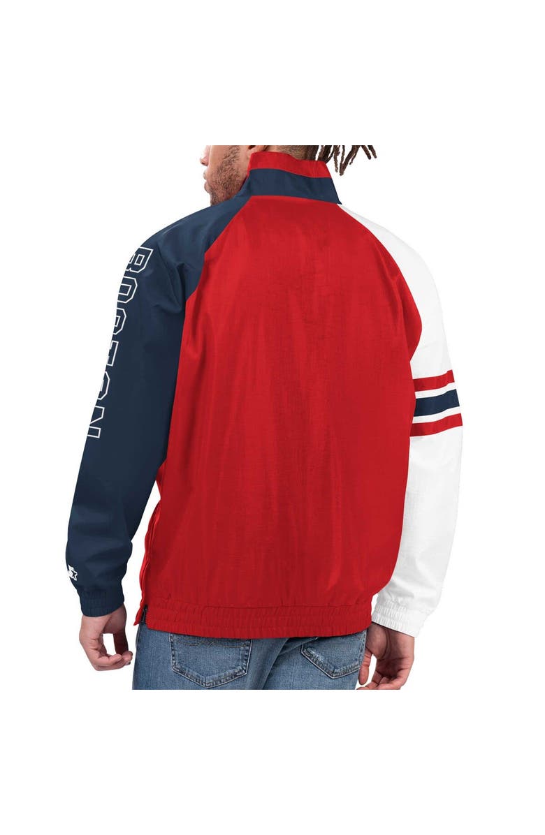 STARTER Men's Starter Red/Navy Boston Red Sox Elite Raglan Half-Zip Jacket, Alternate, color, Red