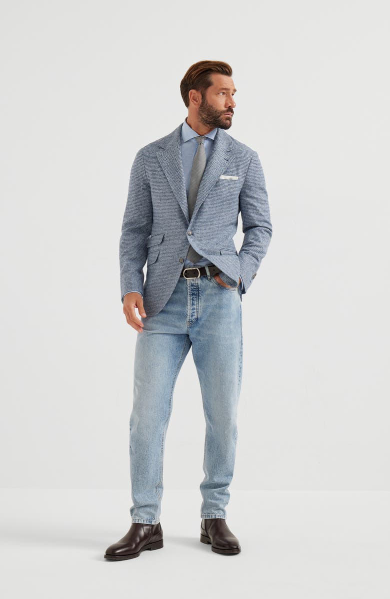 Brunello Cucinelli Check deconstructed blazer, Alternate, color, Denim