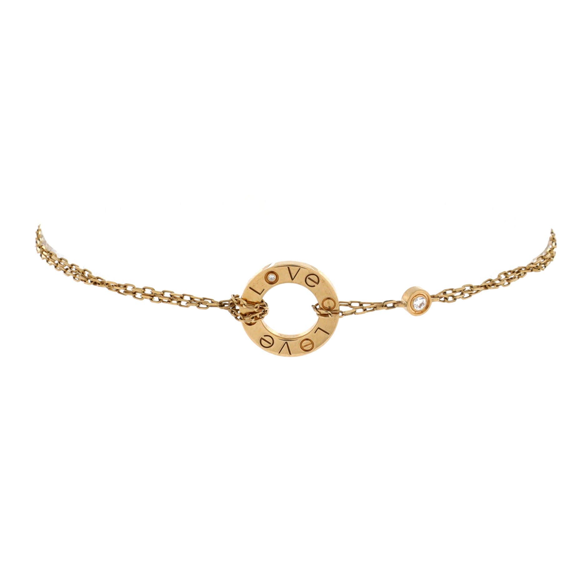 2 Diamonds Love Bracelet 18K Yellow Gold with Diamonds, Main, color, Metallic Gold