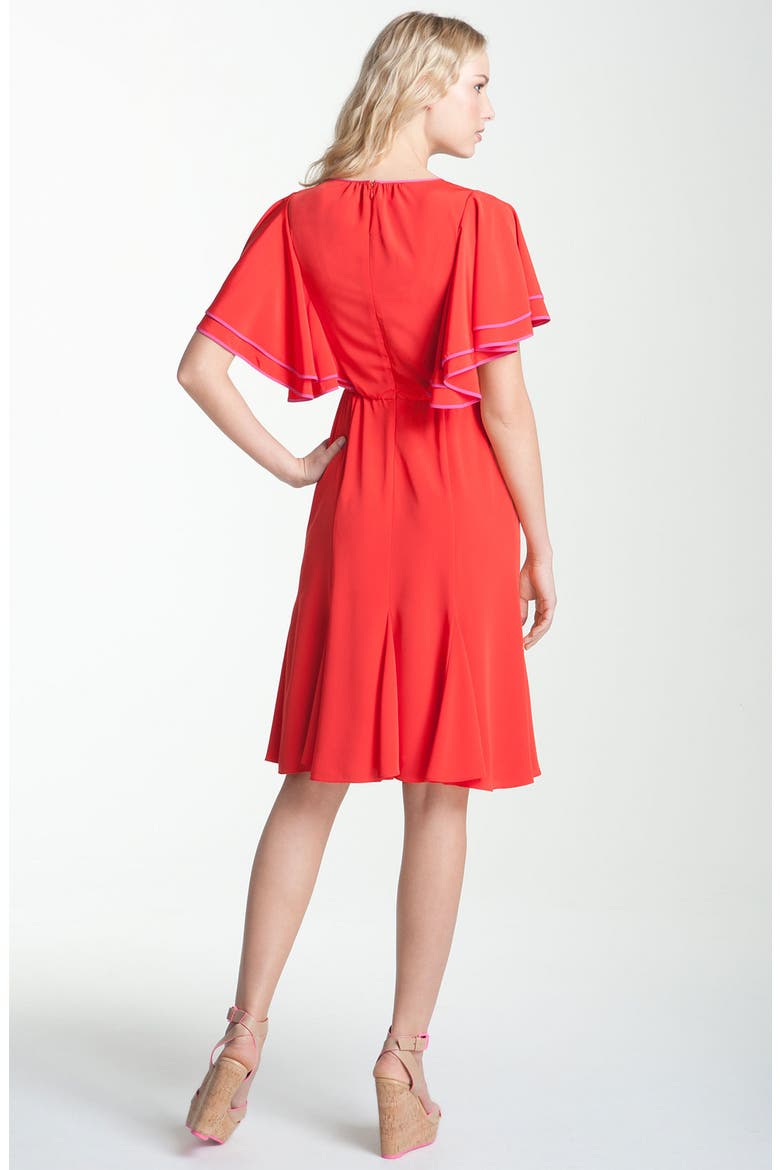 Flutter Sleeve Dress, Alternate, color, RED PEPPER