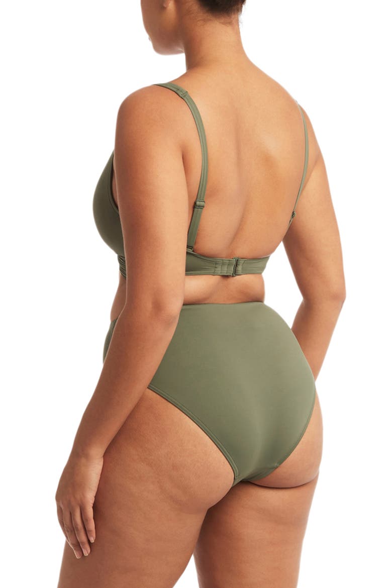 Cross Front Multifit Bikini Top, Alternate, color, KHAKI