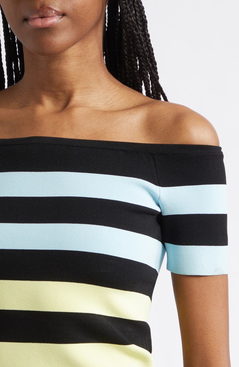 Christopher John Rogers Stripe Off the Shoulder Knit Top, Alternate, color, Haze Multi