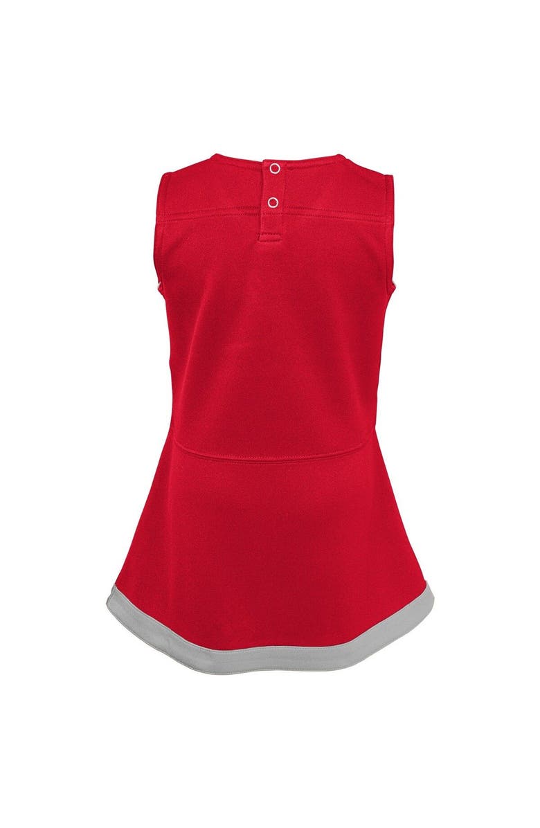 Outerstuff Girls Toddler Scarlet/Gray Ohio State Buckeyes Two-Piece Cheer Captain Jumper Dress & Bloomers Set, Alternate, color, Scarlet