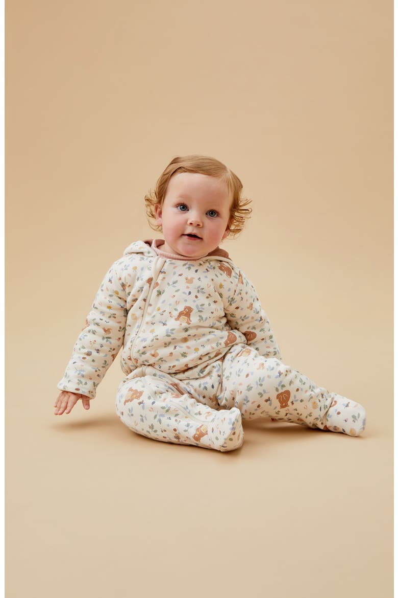 Bear Print Hooded Jumpsuit, Alternate, color, HONEY BEAR PRINT
