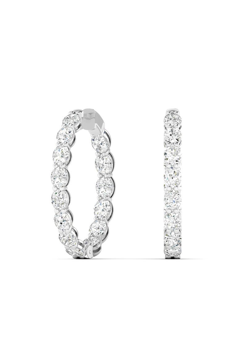 Double Oval Lab Diamond Hoop Earrings in 14K, Main, color, White Gold