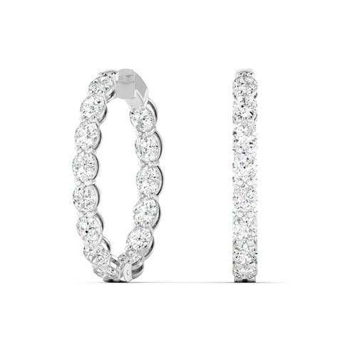 Double Oval Lab Diamond Hoop Earrings in 14K