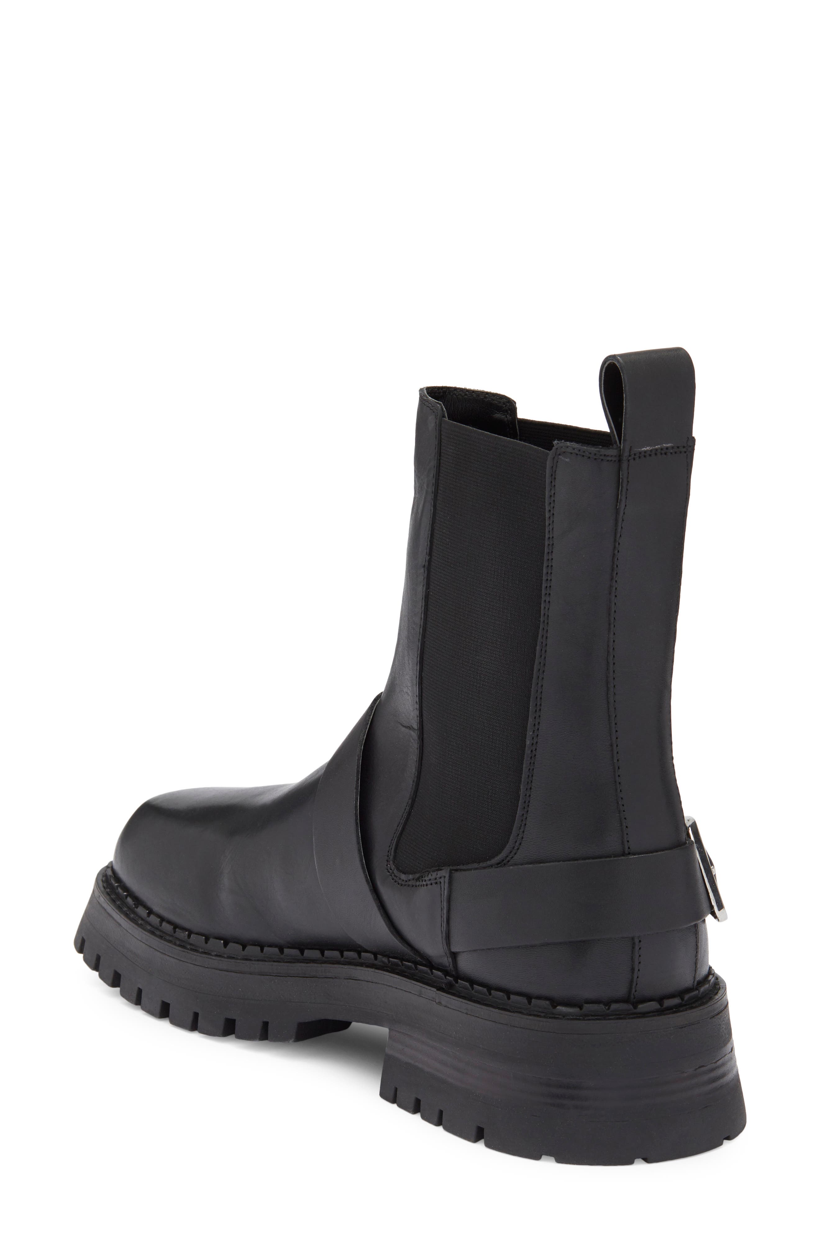 ASOS DESIGN Arena Leather Harness Boot, Alternate, color, Black