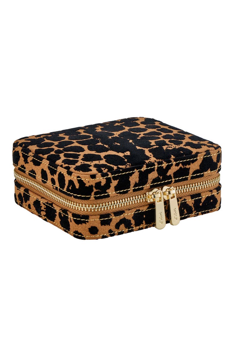WOLF Savanna Leopard Print Jewelry Zip Case, Alternate, color, Tan/Black