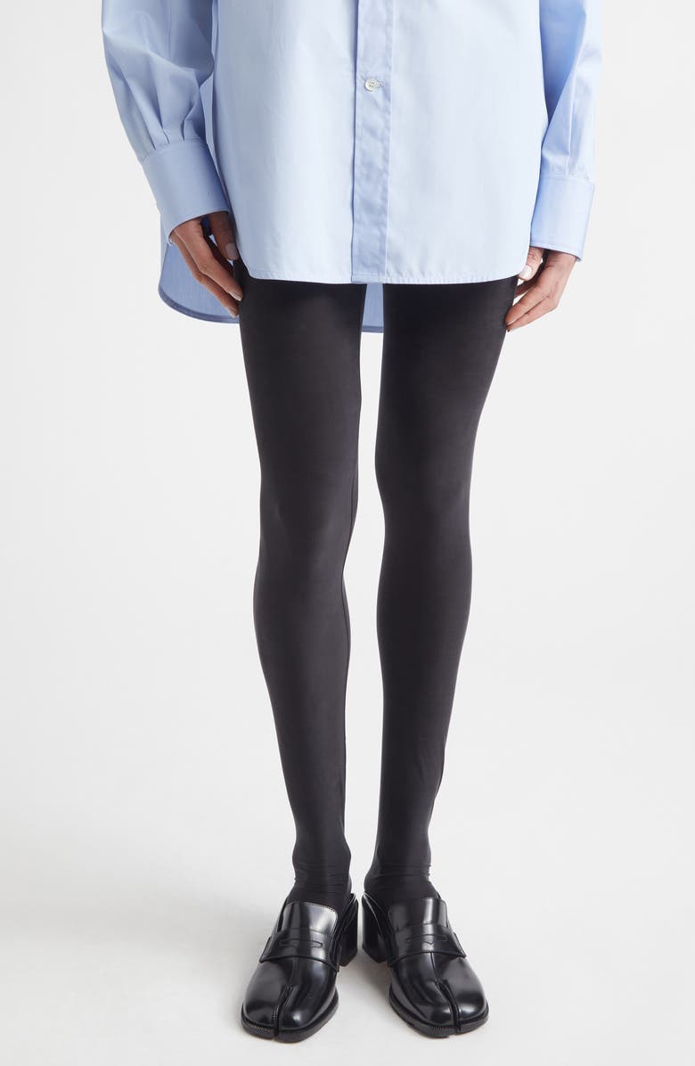 Maison Margiela Stretch Cupro Leggings, Main, color, Black