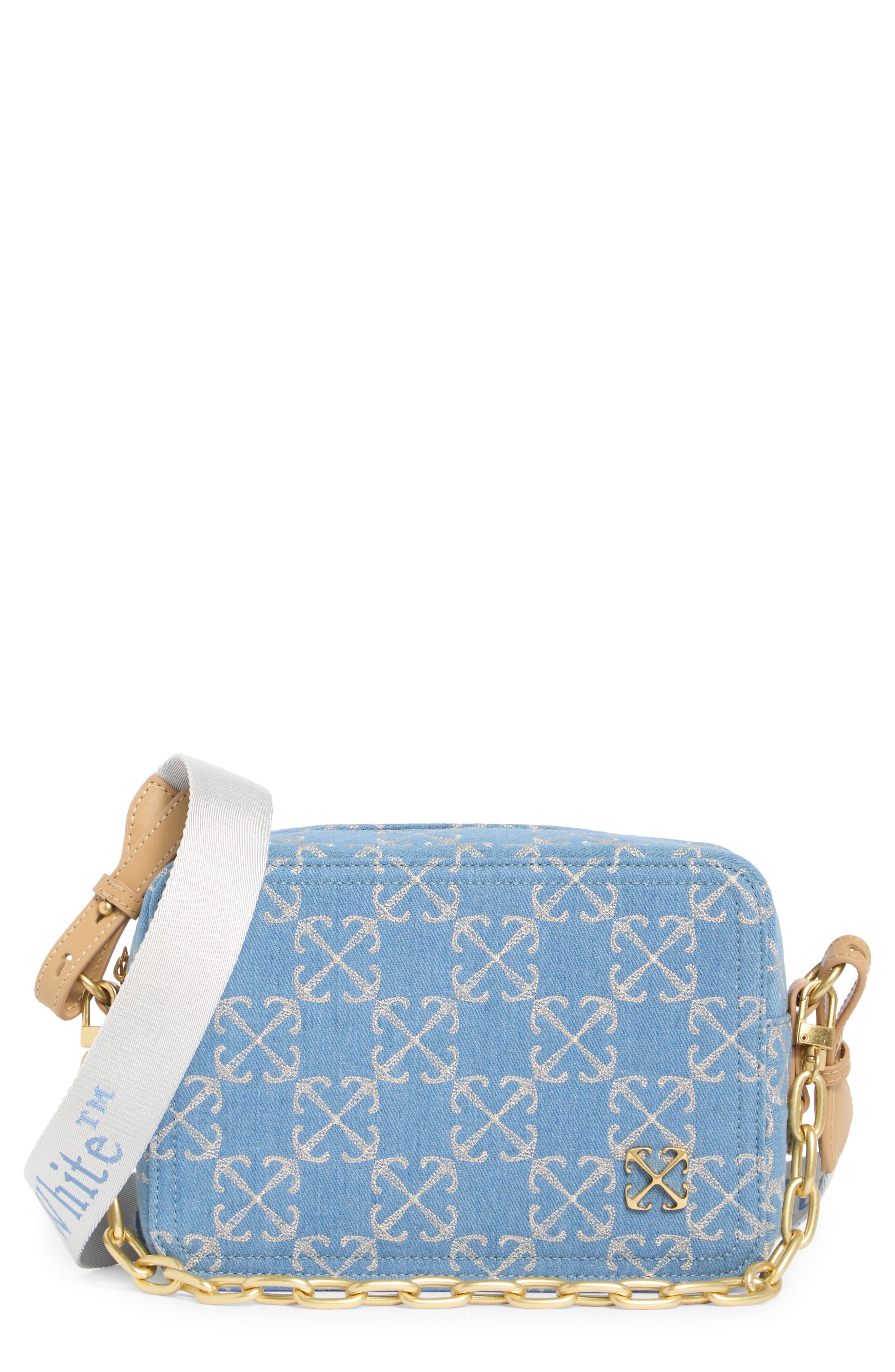 Off-White Medium Jacquard Denim Crossbody Camera Bag, Main, color, Logo Repeat