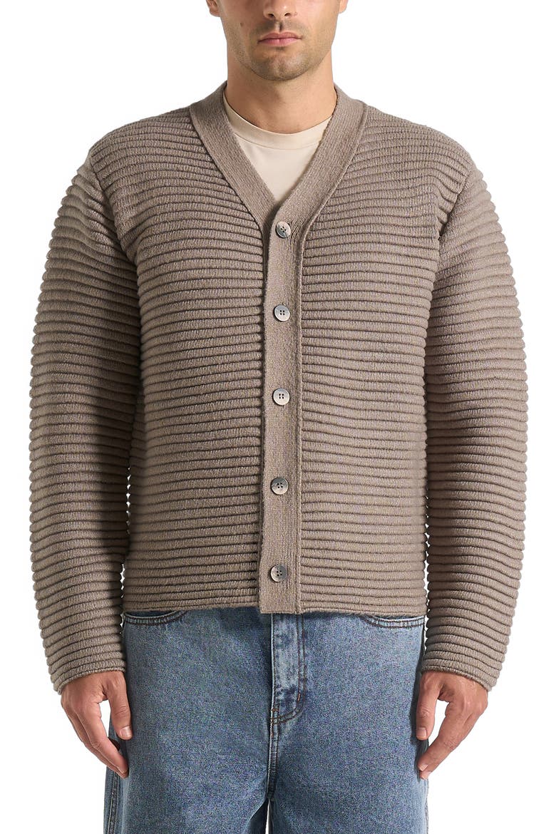 Anton Ribbed Knit Cardigan, Alternate, color, Taupe