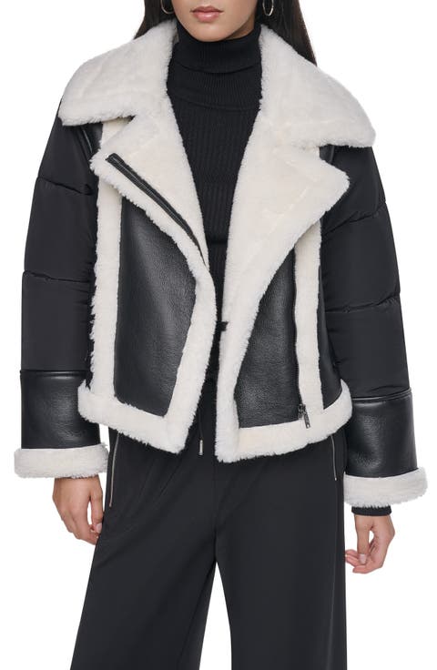 Puff-Sleeve Faux Shearling Jacket