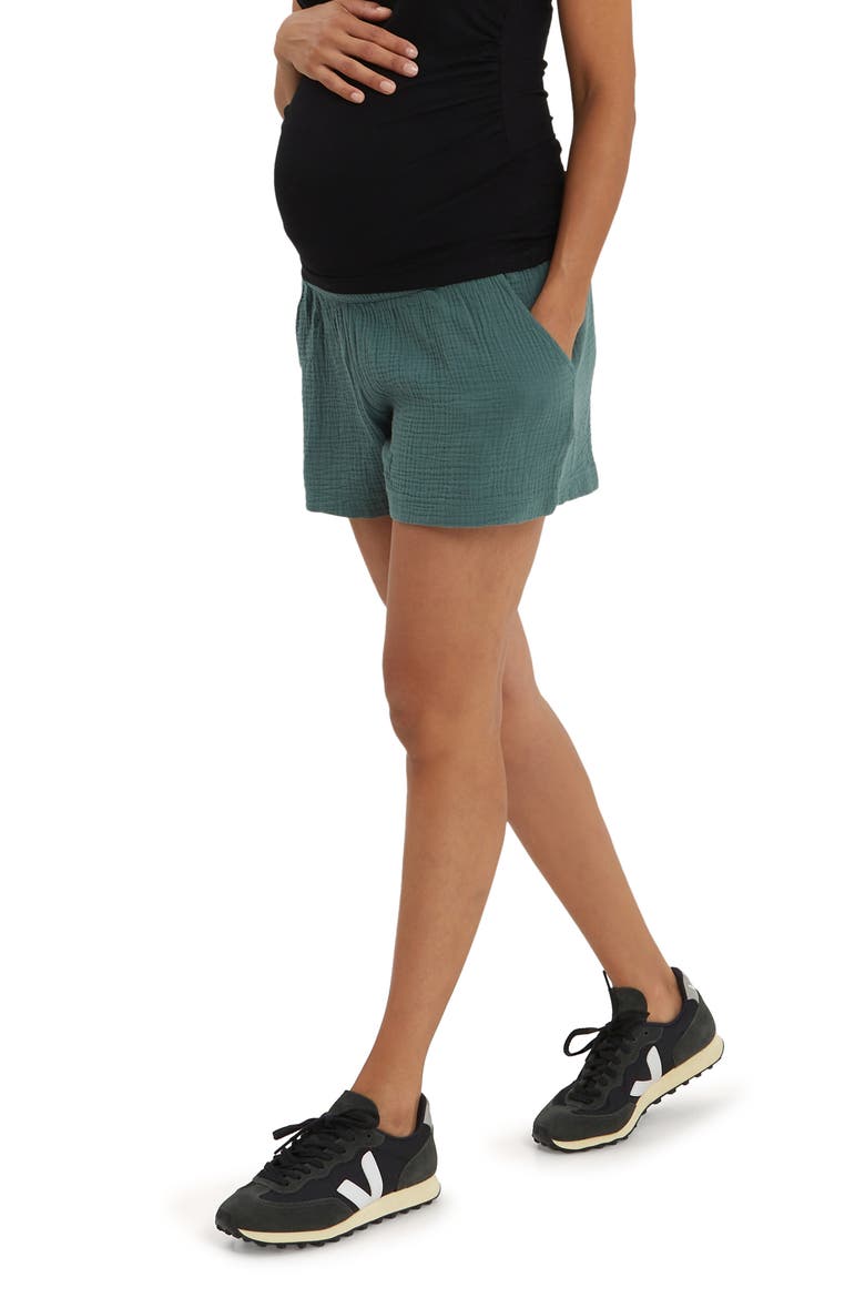 Nice Cotton Maternity Shorts, Alternate, color, EUCALYPTUS