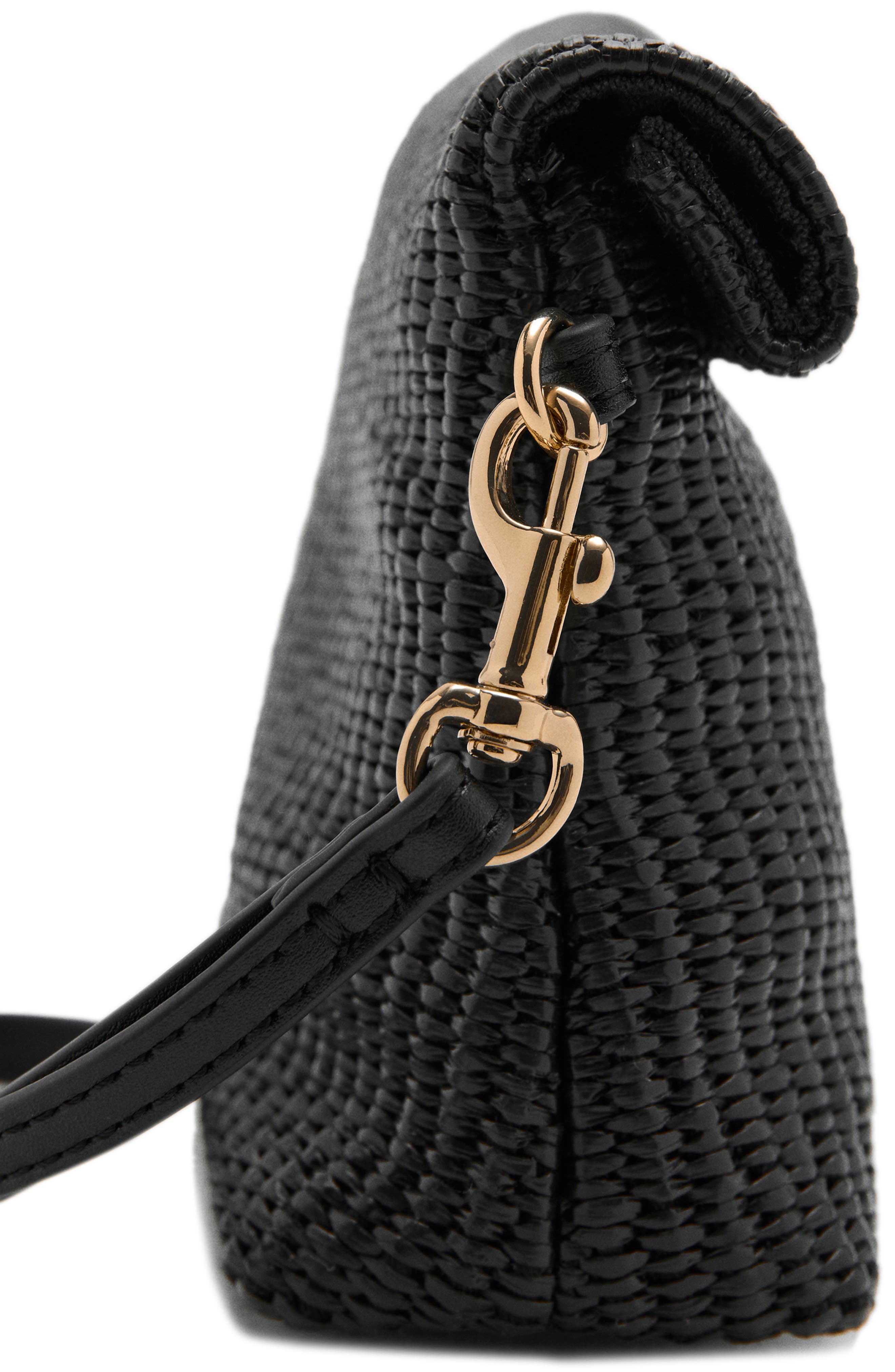 MANGO Woven Flap Wristlet, Alternate, color, Black