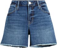 CITY BLUES Frey Hem Cutout Denim Shorts