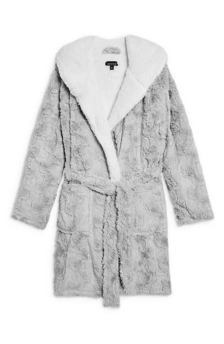 Topshop Squiggle Faux Fur Fluffy Robe, Alternate, color, 