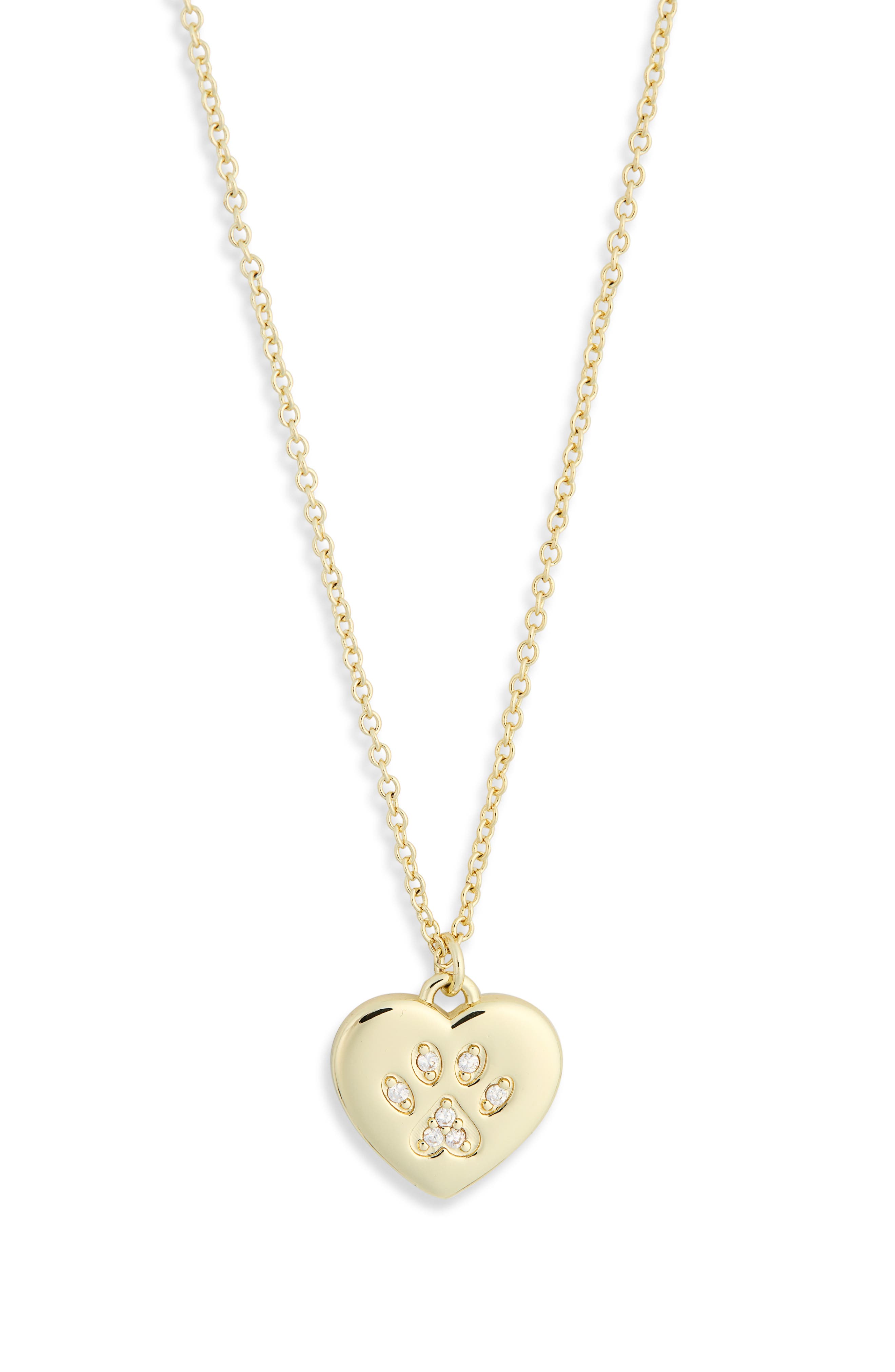 Paw Print Heart Pendant Necklace