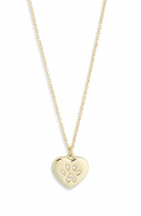 Paw Print Heart Pendant Necklace
