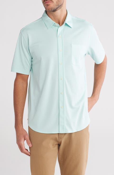 San Rio Short Sleeve Piqué Stretch Button-Up Shirt